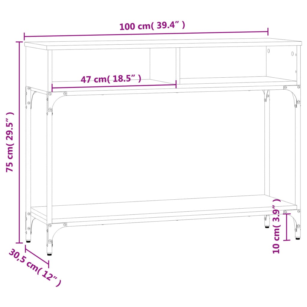 Konsolentisch Braun Eichen-Optik 100x30,5x75 cm Holzwerkstoff