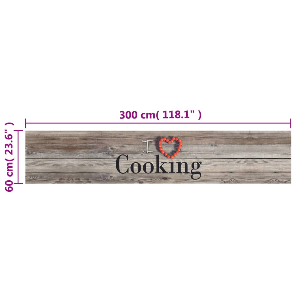 Küchenteppich Waschbar Cooking Grau 60x300 cm Samt