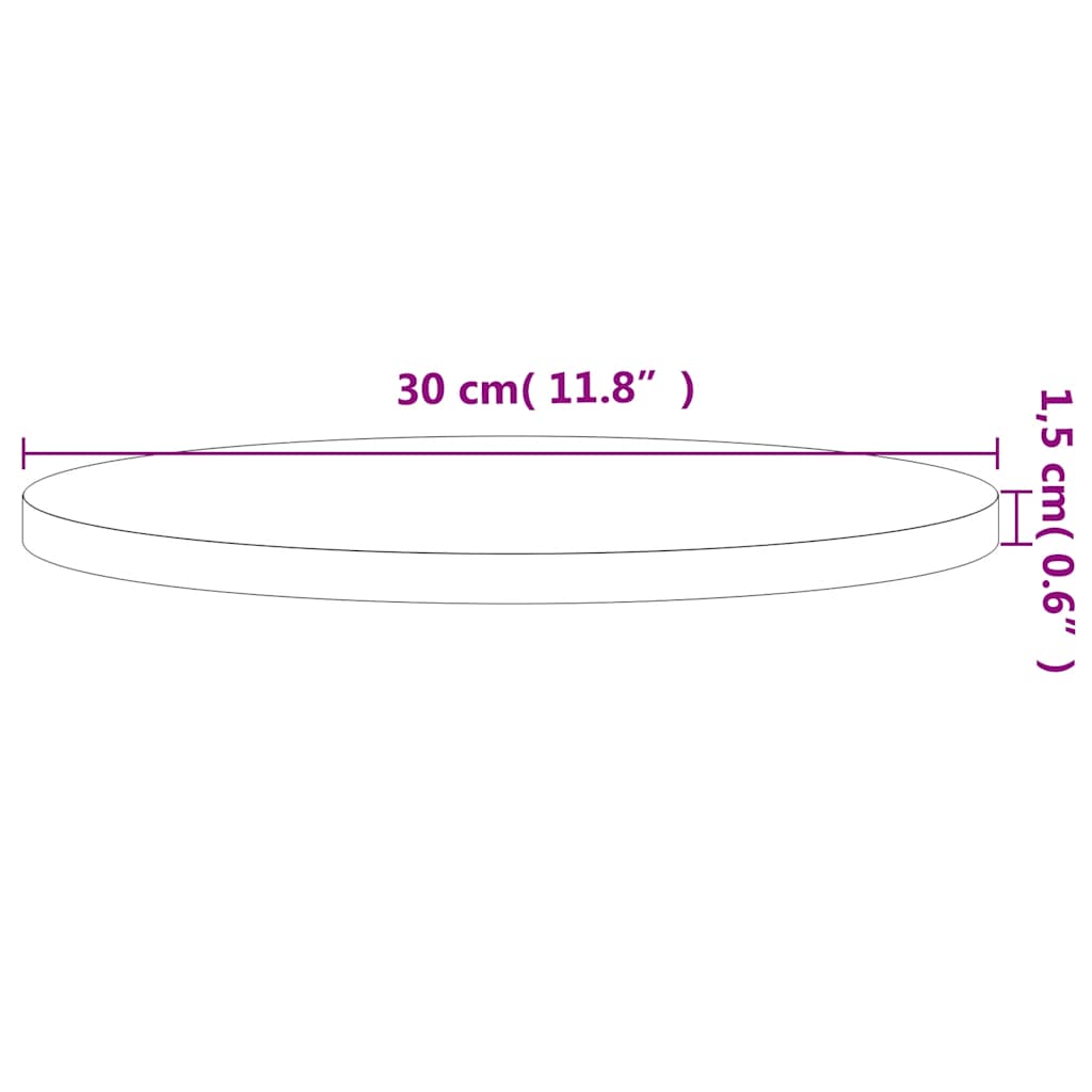 Tischplatte Ø30x1,5 cm Rund Massivholz Buche
