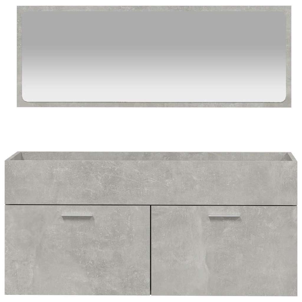 Bathroom Cabinet with Mirror Concrete Gray Wood Material
