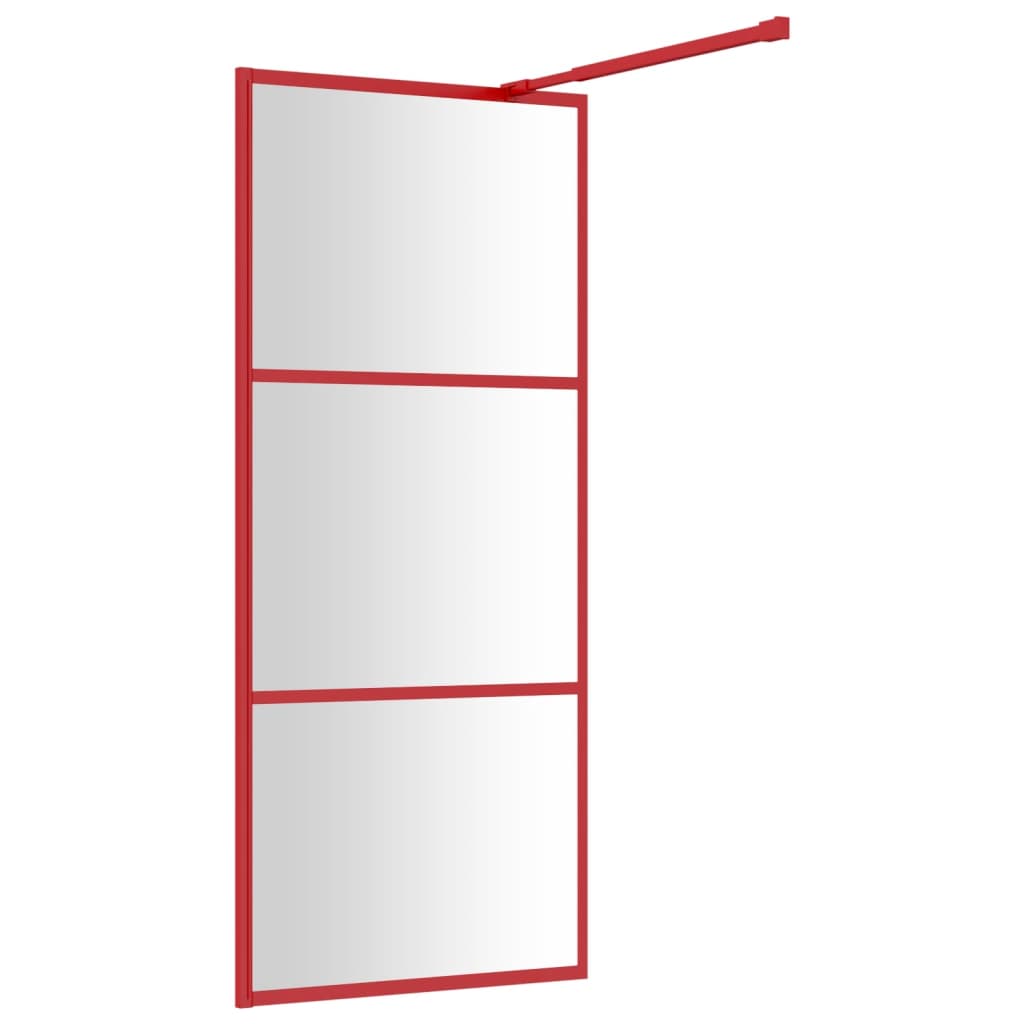Shower screen for walk-in shower with ESG clear glass red 80x195 cm