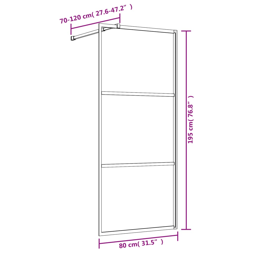 Shower screen for walk-in shower with ESG clear glass red 80x195 cm