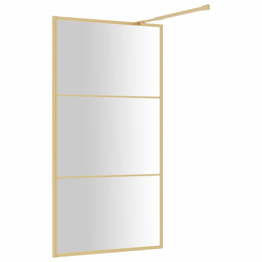 Shower screen for walk-in shower ESG clear glass golden 100x195cm