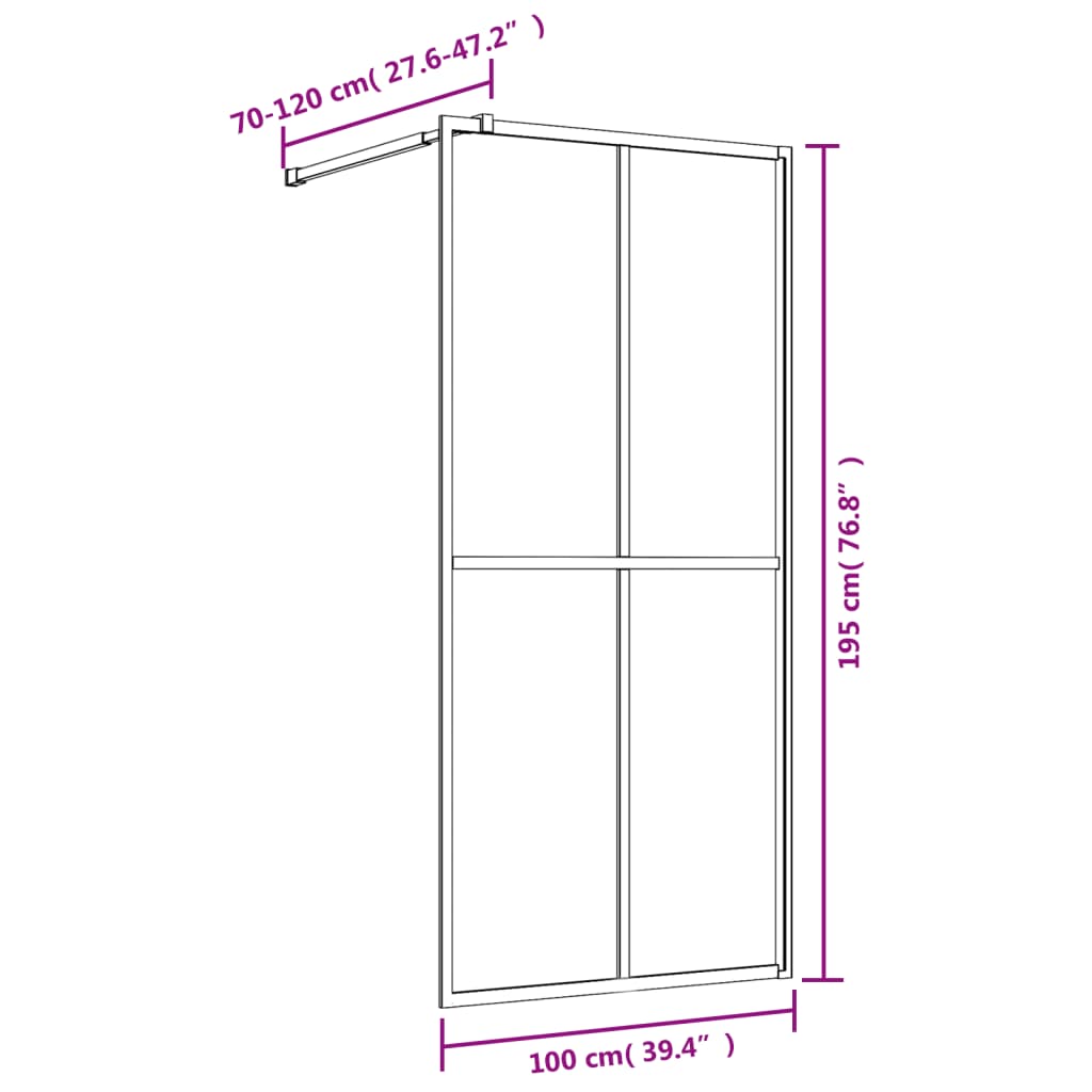 Shower screen for walk-in shower with ESG clear glass red 100x195 cm