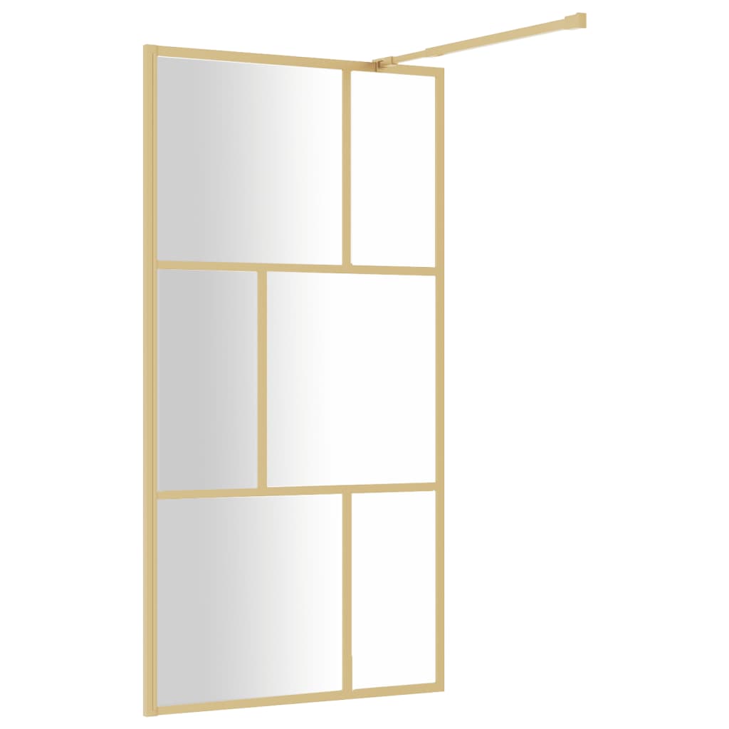 Shower screen for walk-in shower ESG clear glass golden 100x195cm