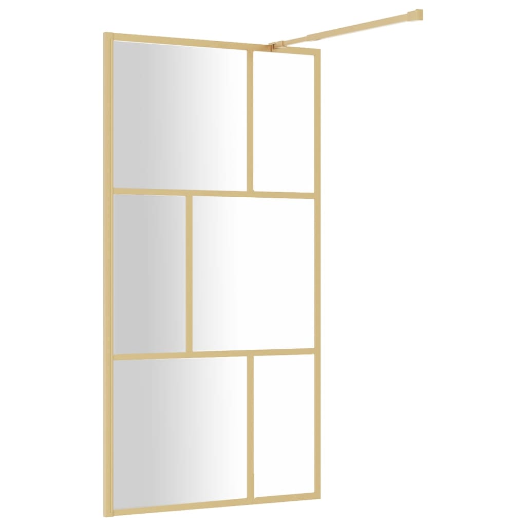 Shower screen for walk-in shower ESG clear glass golden 115x195cm