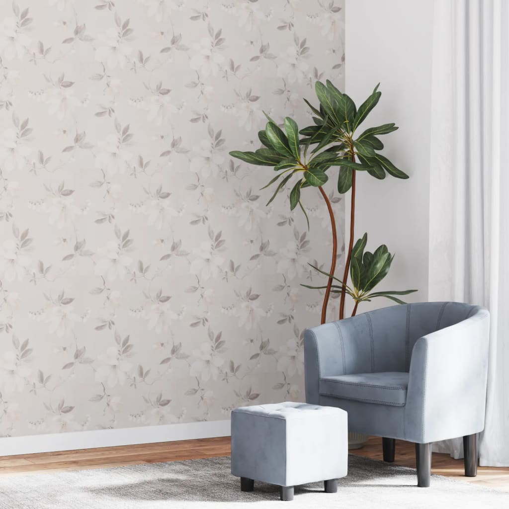 Vliestapete 3D Blumenmuster Grau 10x0,53 m