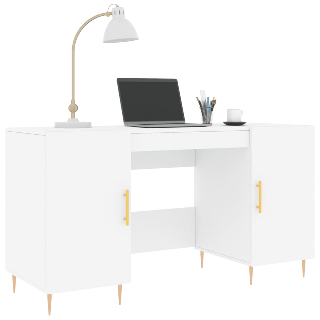 Desk White 140x50x75 cm Wood Material