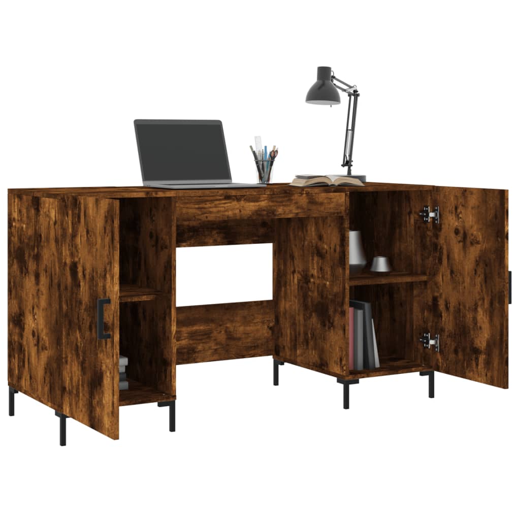 Desk Smoked Oak 140x50x75 cm Wood Material
