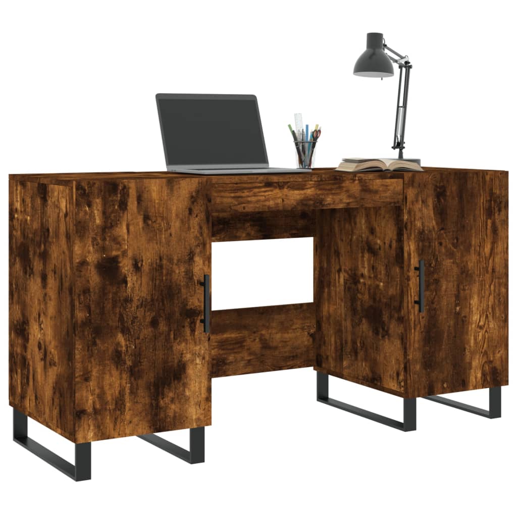 Desk Smoked Oak 140x50x75 cm Wood Material