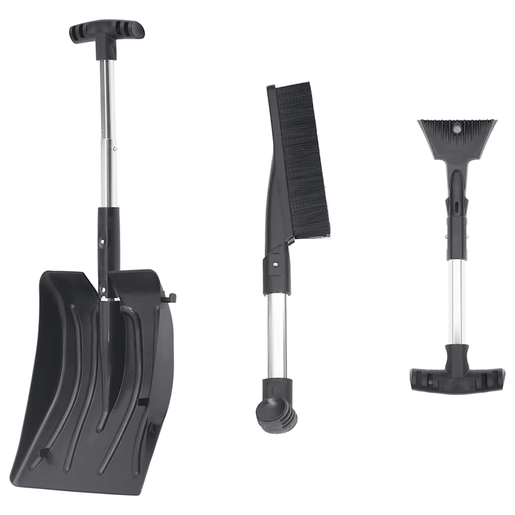 Schneeschaufel-Set 3-in-1 Schwarz Aluminium