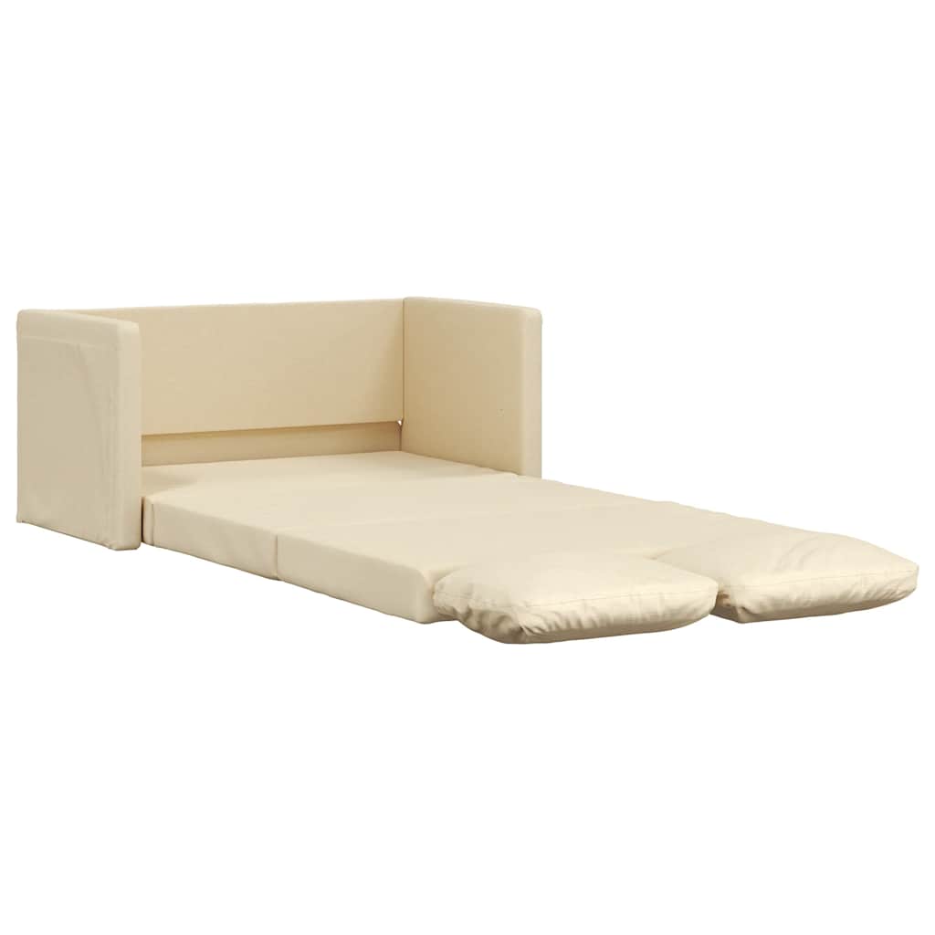 Floor sofa with sleeping function cream 112x174x55 cm fabric