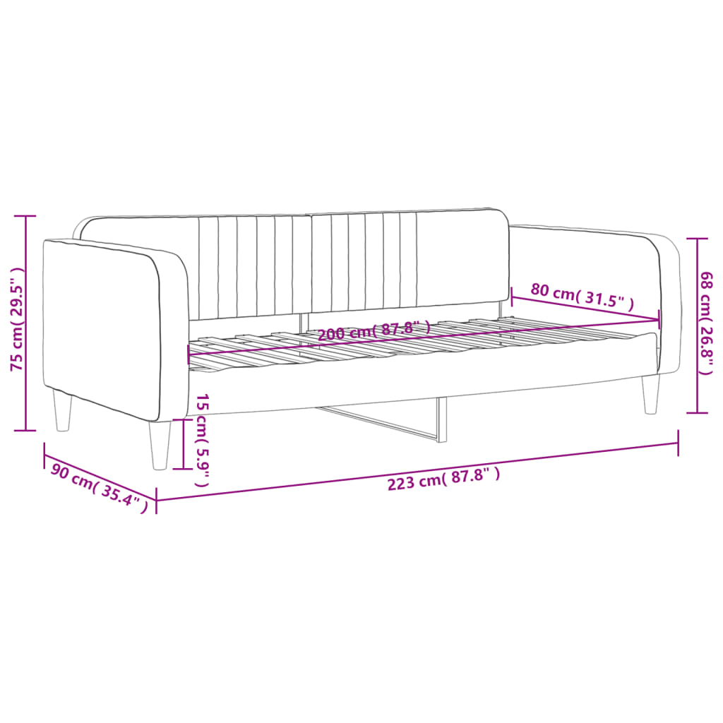 Daybed Yellow 80x200 cm Velvet