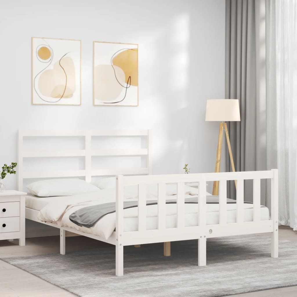 Massivholzbett ohne Matratze Weiß 140x190 cm Kiefernholz