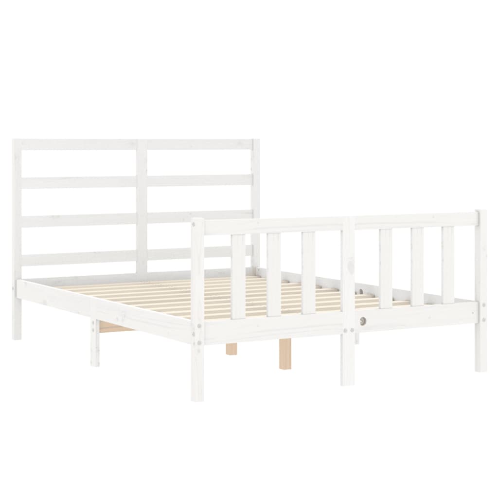 Massivholzbett ohne Matratze Weiß 140x190 cm Kiefernholz