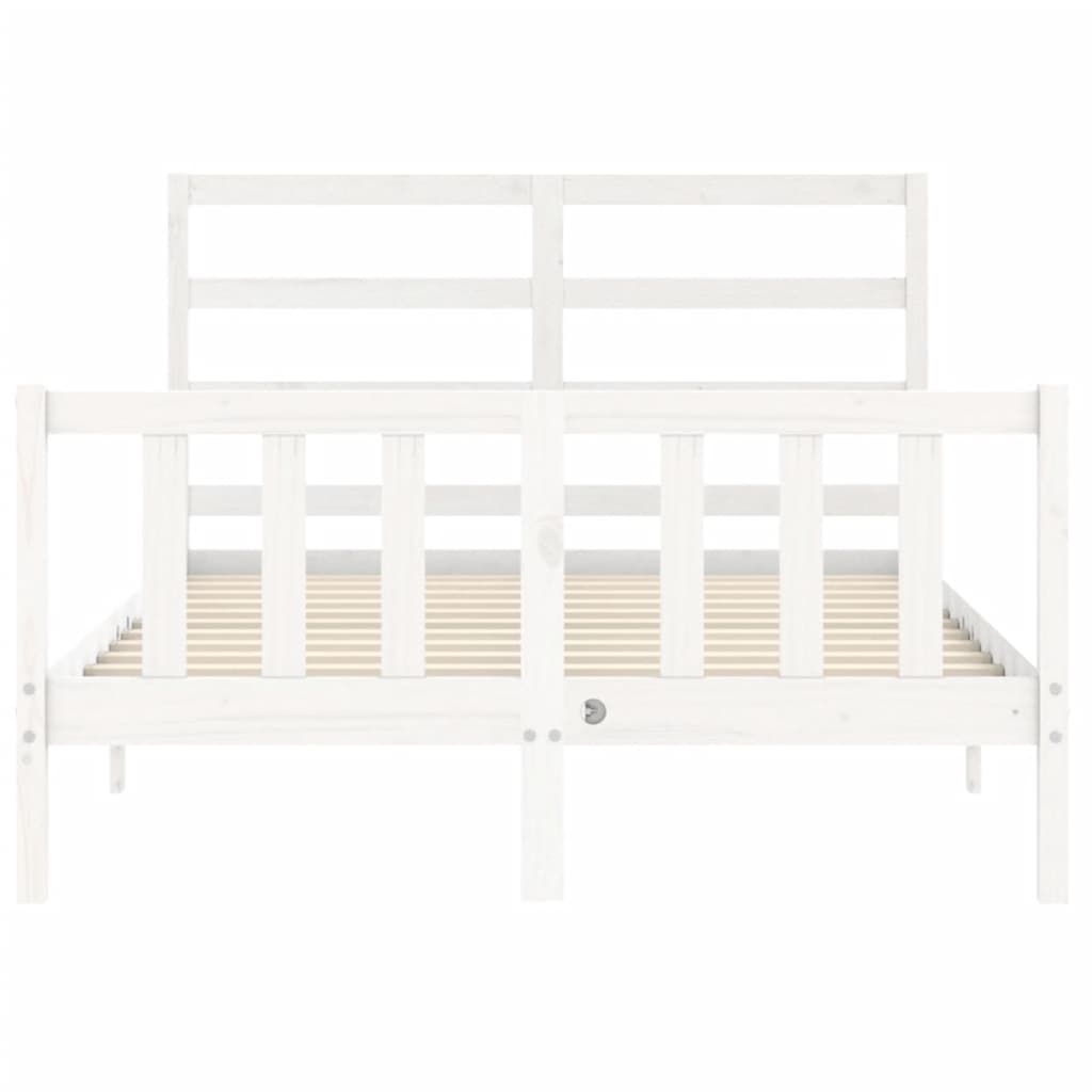 Massivholzbett ohne Matratze Weiß 140x190 cm Kiefernholz