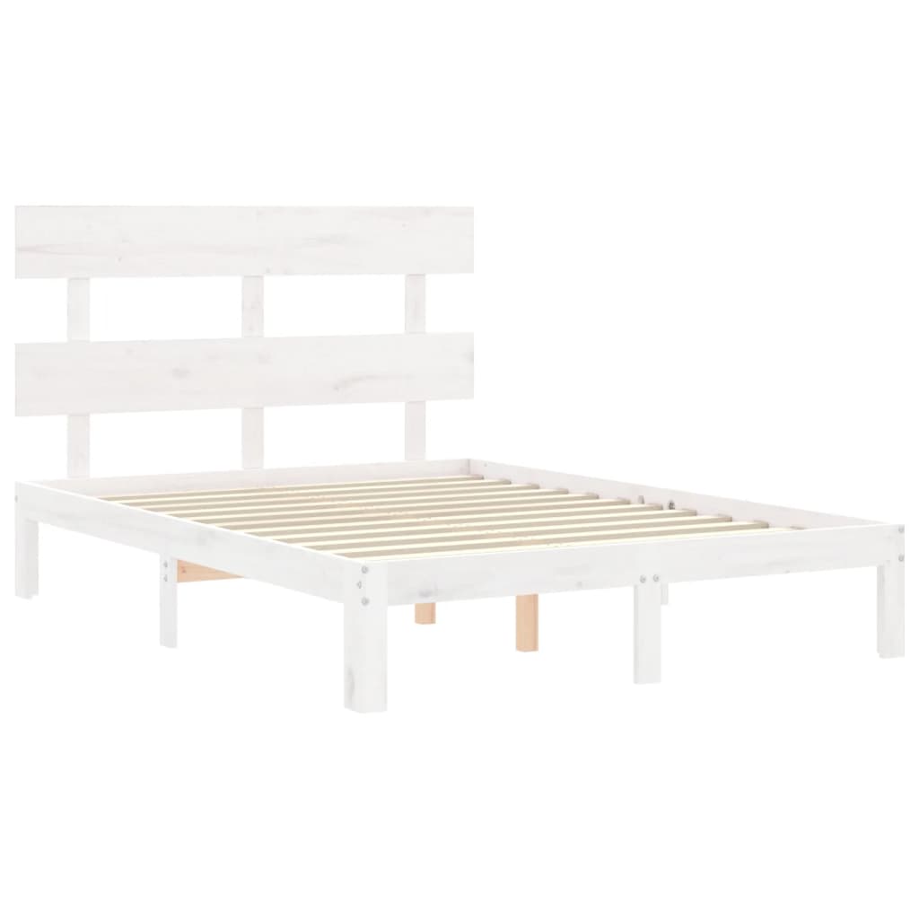 Massivholzbett ohne Matratze Weiß 120x200 cm Kiefernholz