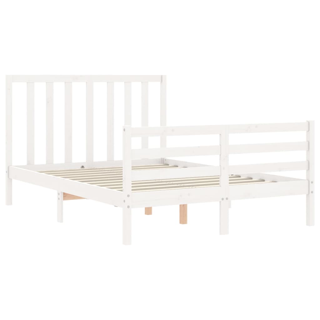Massivholzbett ohne Matratze Weiß 140x190 cm Kiefernholz