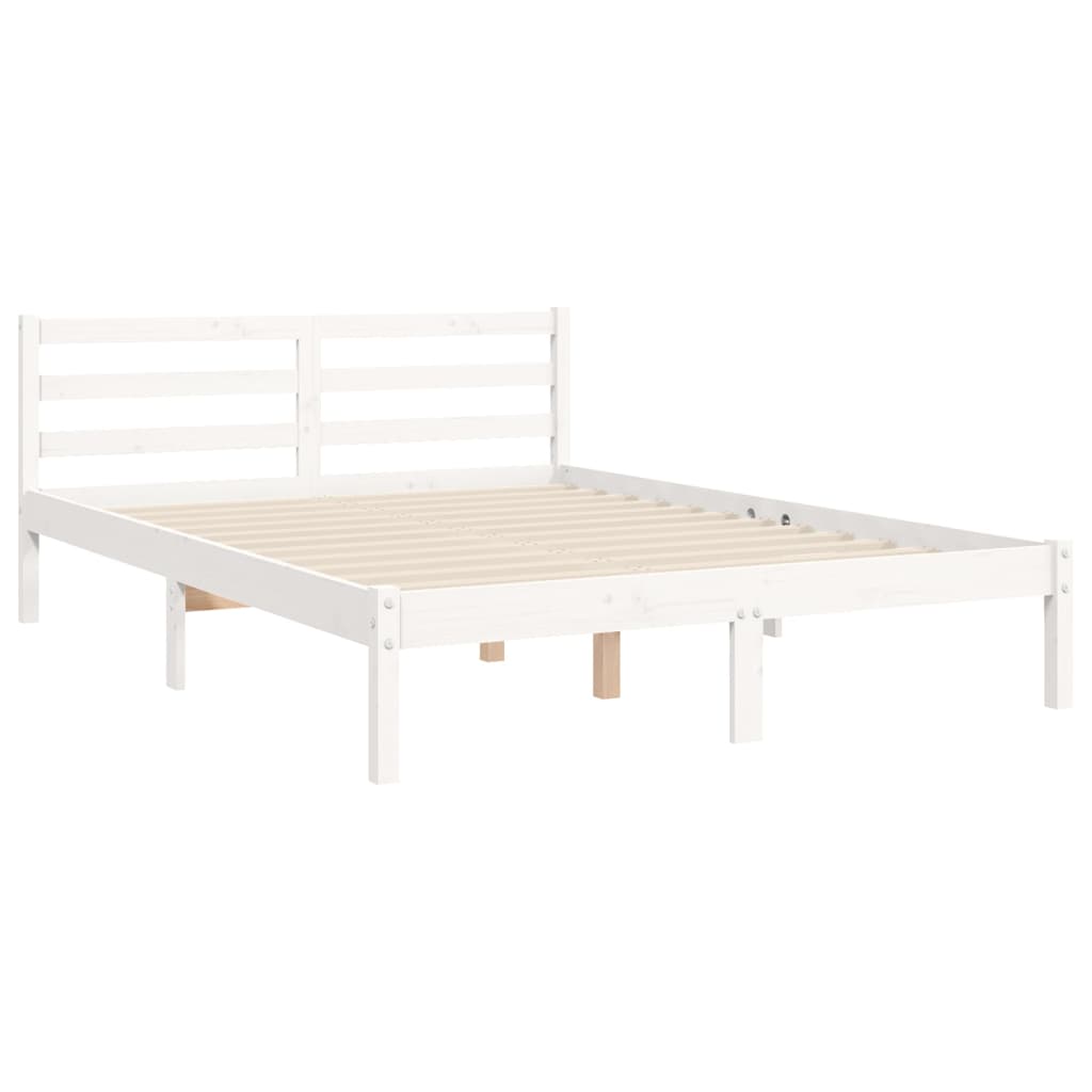 Massivholzbett ohne Matratze Weiß 140x190 cm Kiefernholz