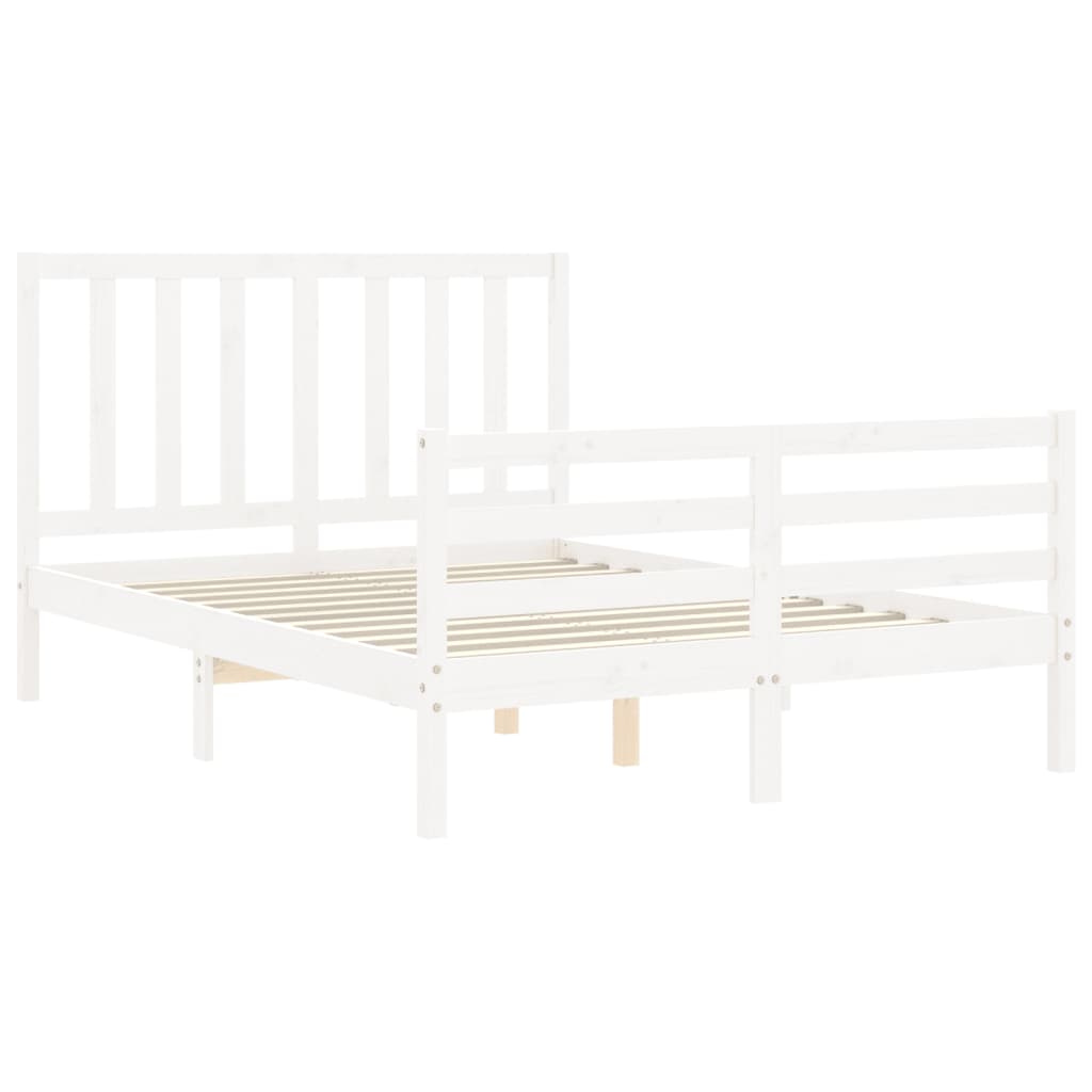Massivholzbett ohne Matratze Weiß 140x190 cm Kiefernholz