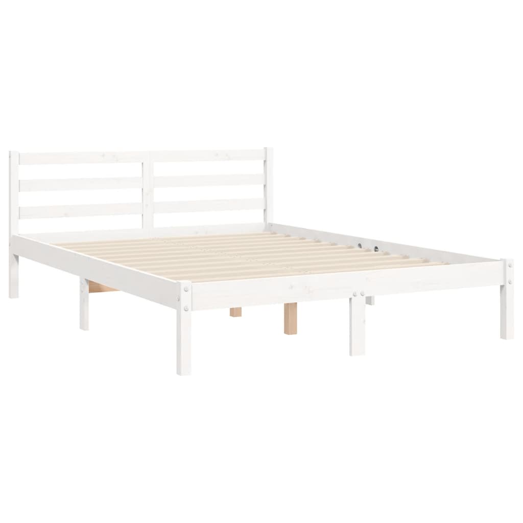 Massivholzbett ohne Matratze Weiß 140x190 cm Kiefernholz