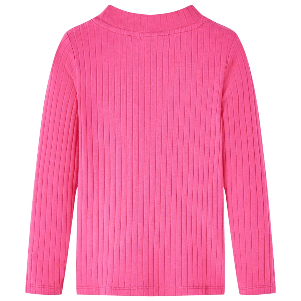 Kinder-Langarmshirt Rippstrick Knallrosa 140