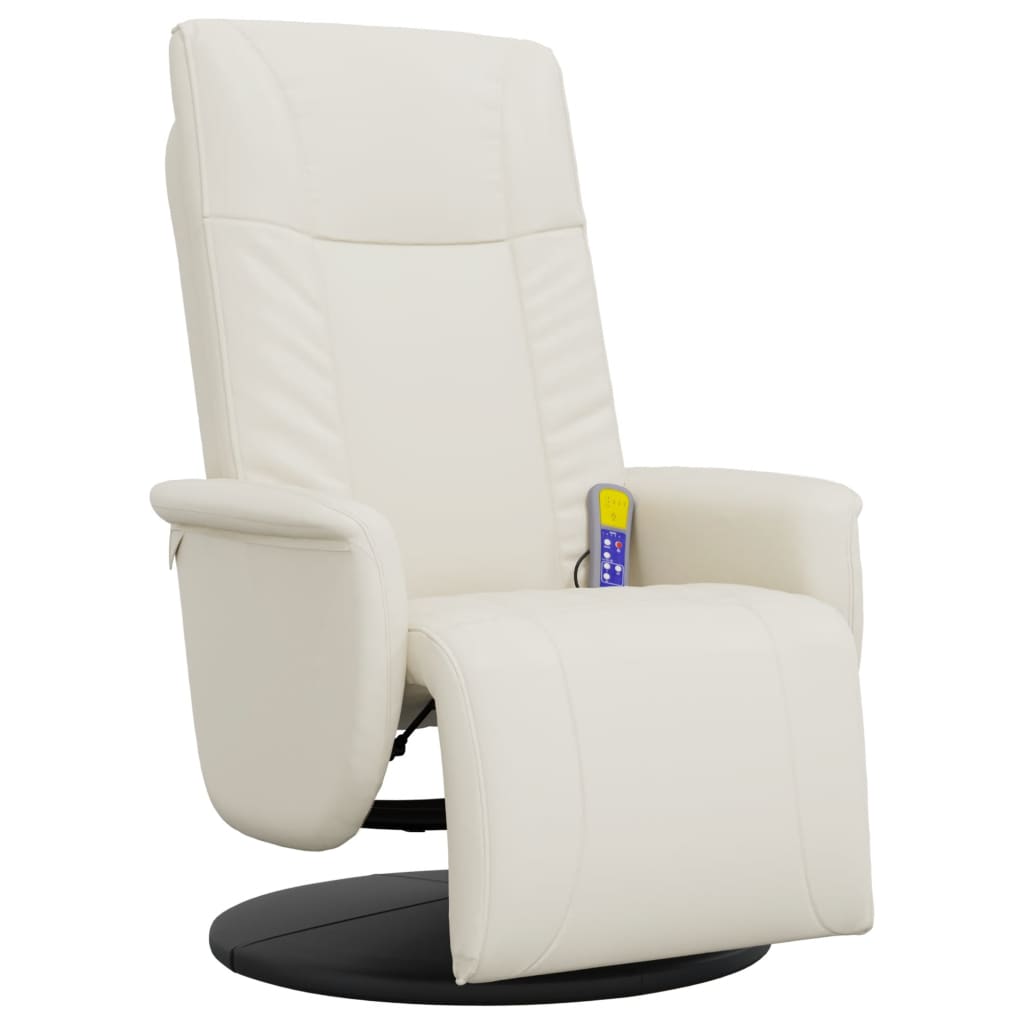 Massagesessel mit Fußteil Creme Kunstleder