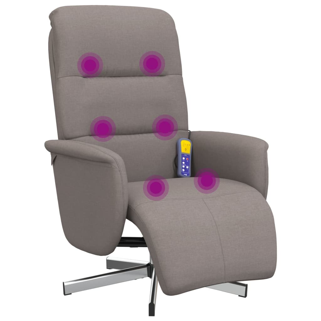 Massagesessel mit Fußteil Taupe Stoff