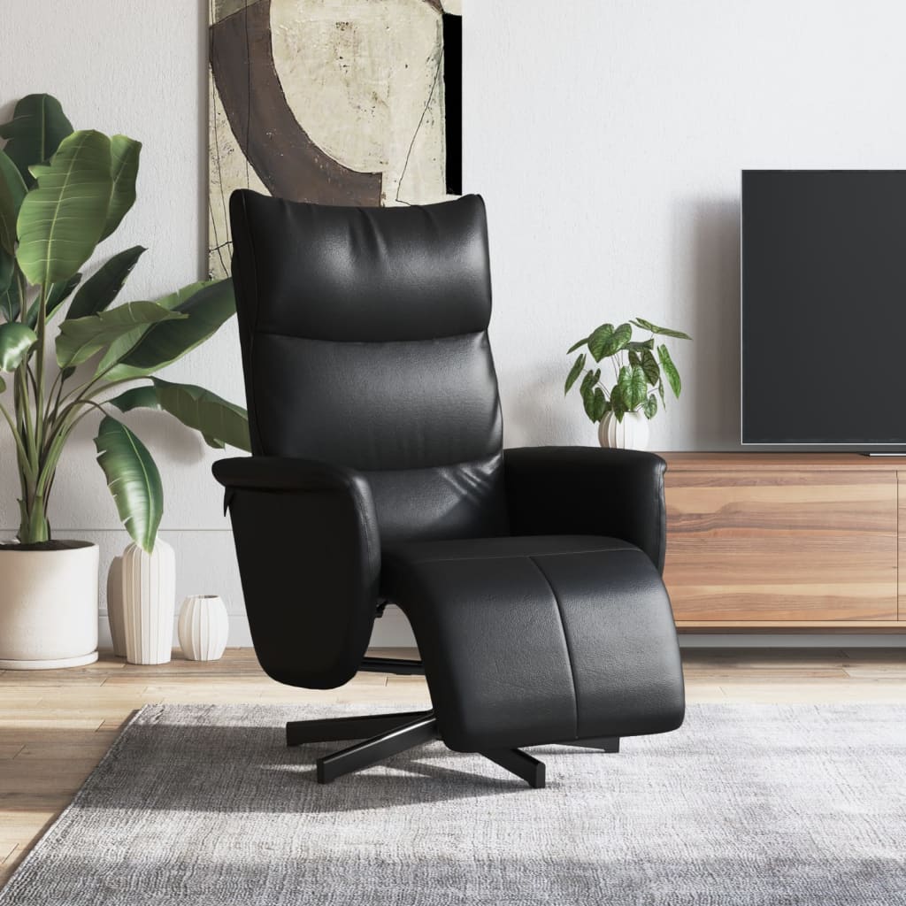 Relaxsessel mit Fußteil Schwarz Kunstleder