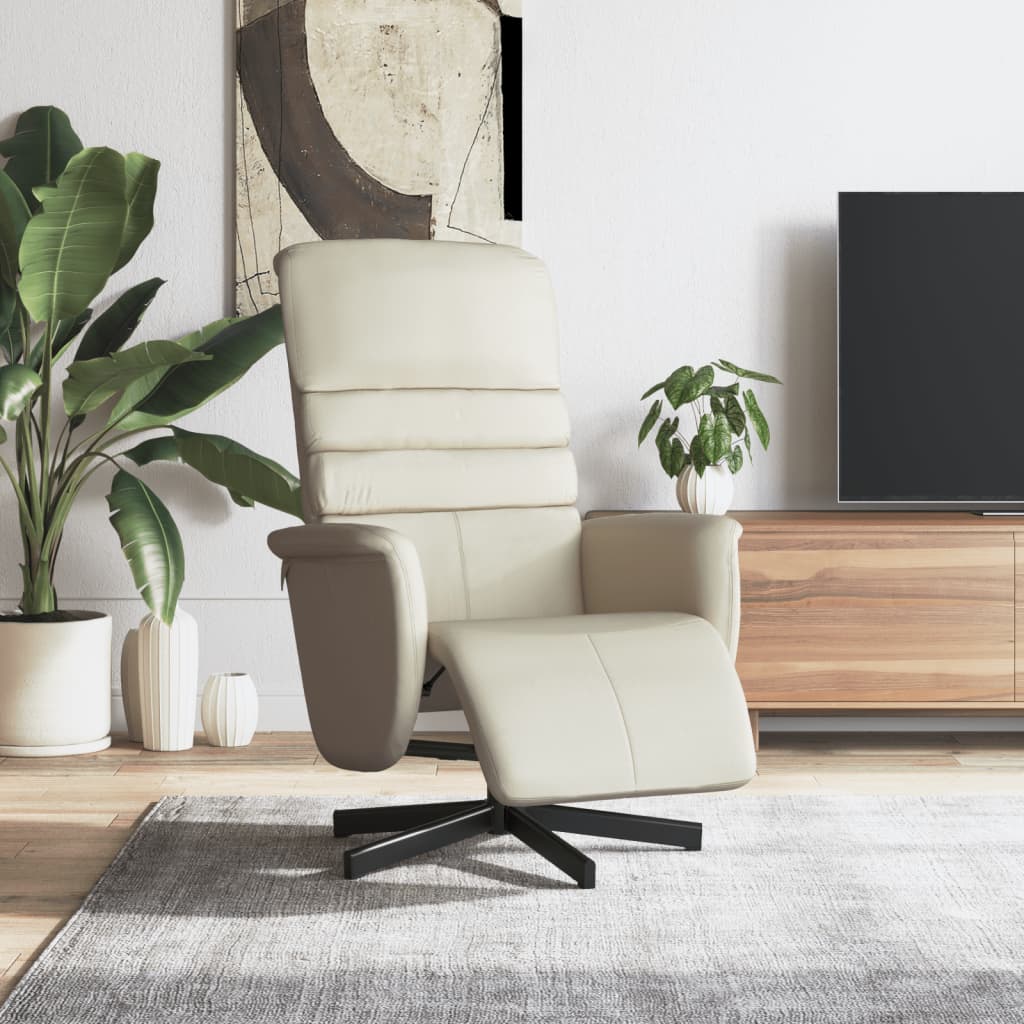 Relaxsessel mit Fußteil Creme Kunstleder