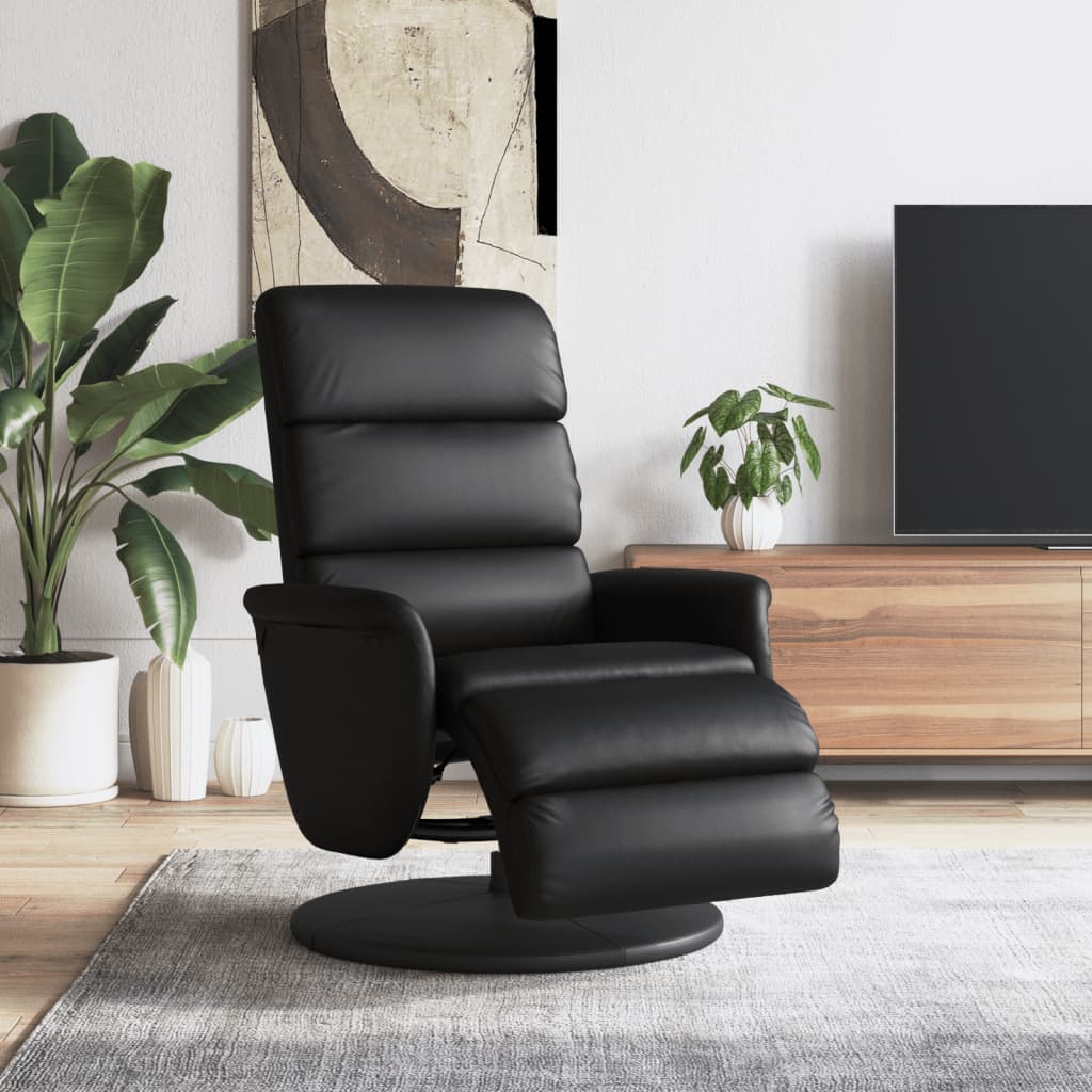 Relaxsessel mit Fußteil Schwarz Kunstleder
