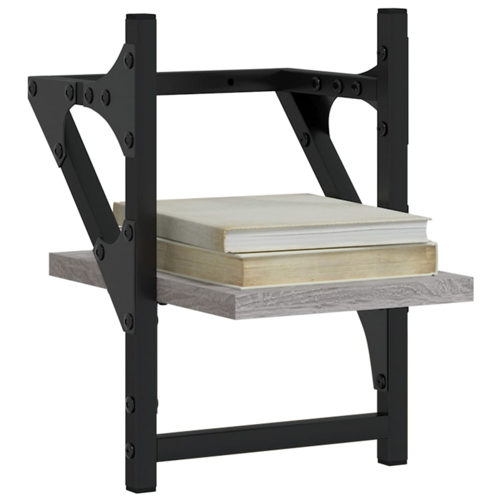 Wall shelves with rods 2 pcs. Gray Sonoma 20x25x30 cm
