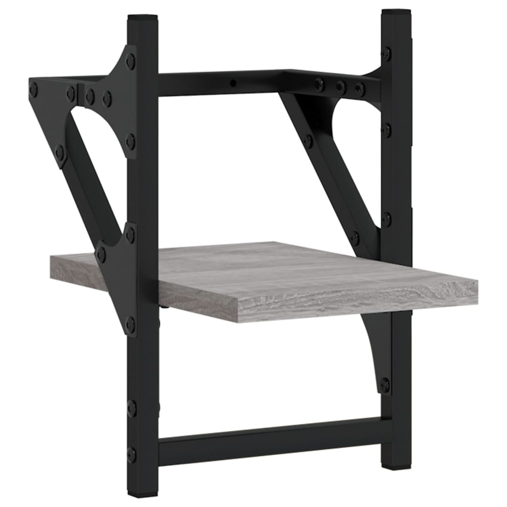 Wall shelves with rods 2 pcs. Gray Sonoma 20x25x30 cm