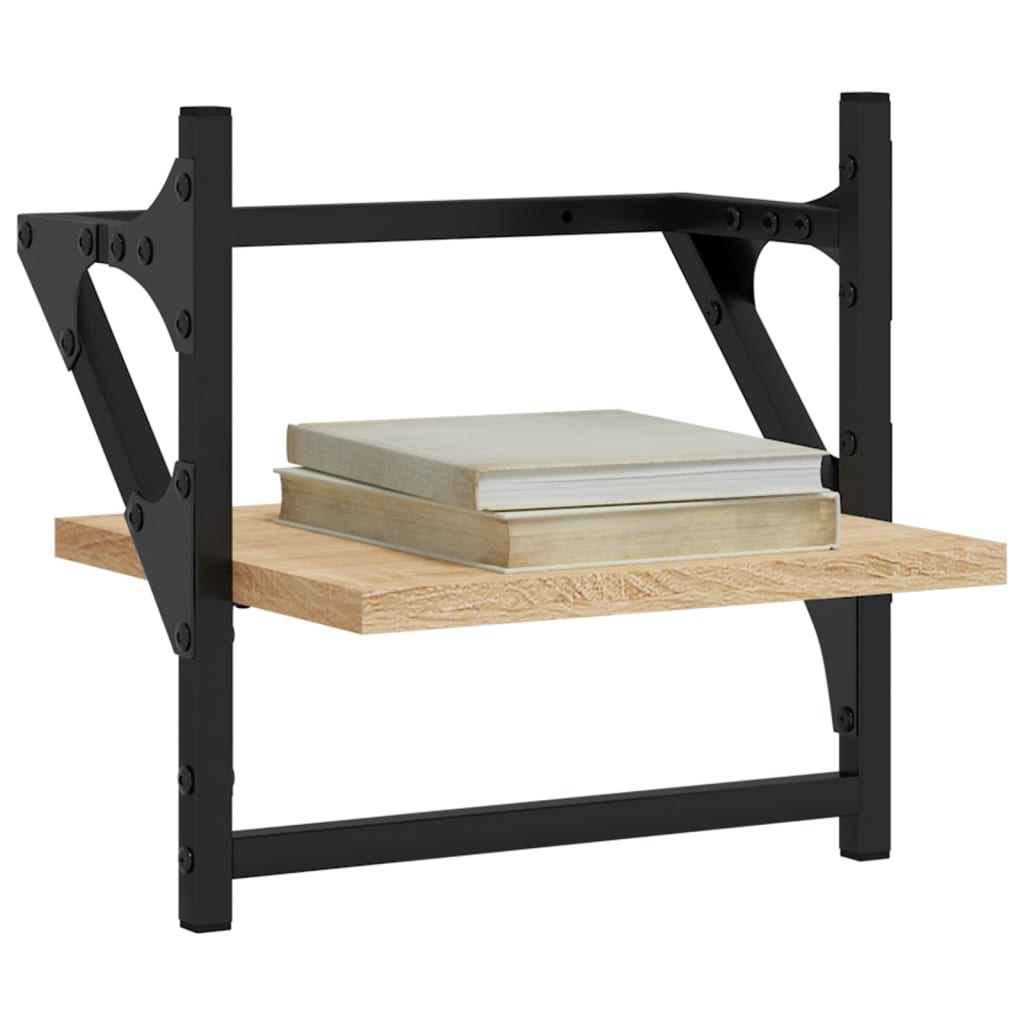 Wall shelves with rods 2 pcs. Sonoma oak 30x25x30 cm