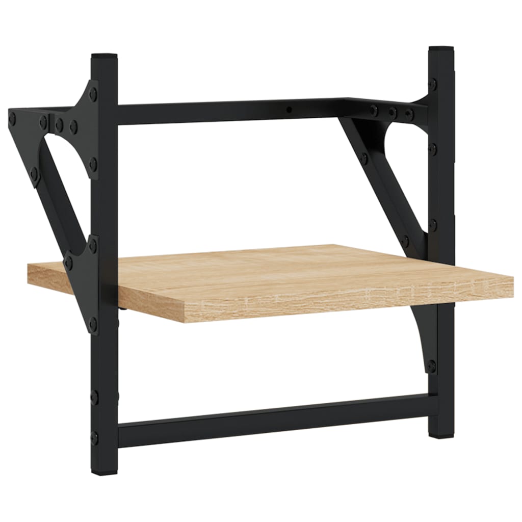 Wall shelves with rods 2 pcs. Sonoma oak 30x25x30 cm