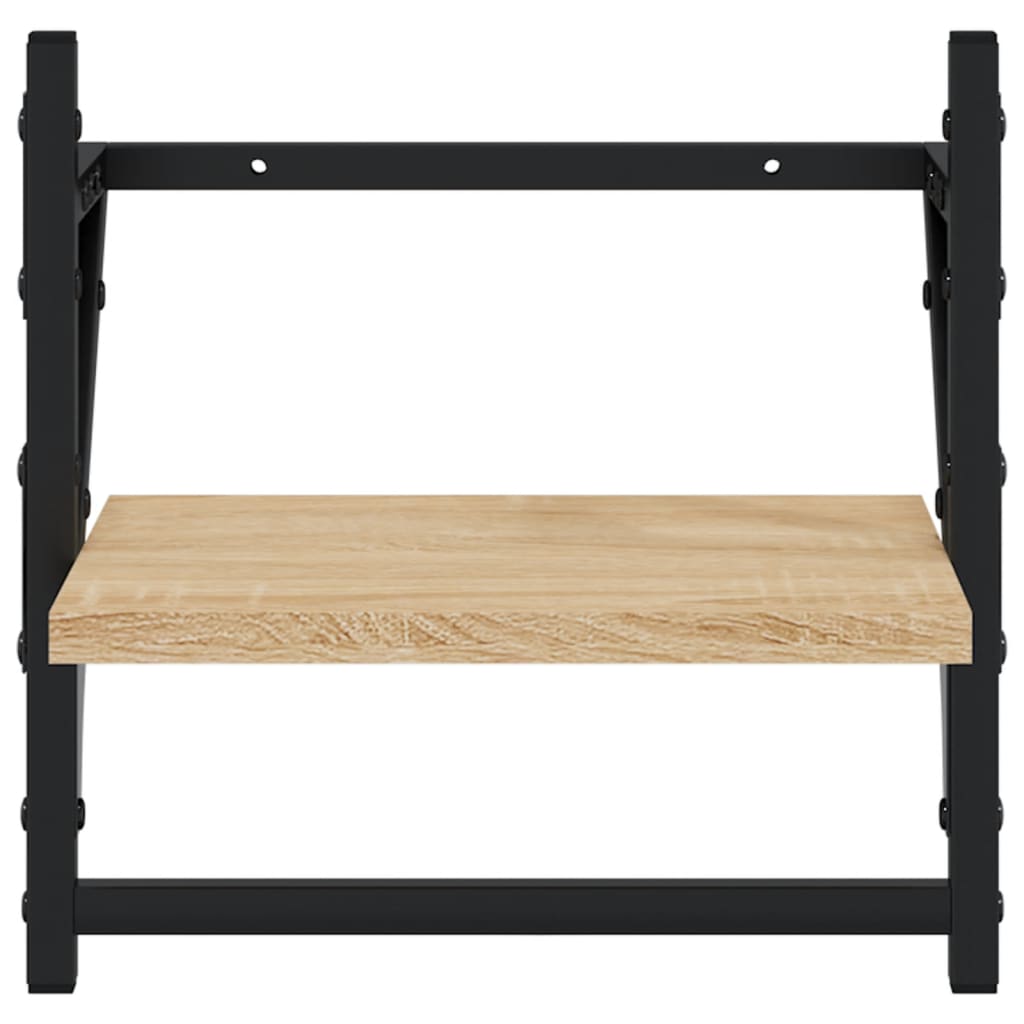 Wall shelves with rods 2 pcs. Sonoma oak 30x25x30 cm