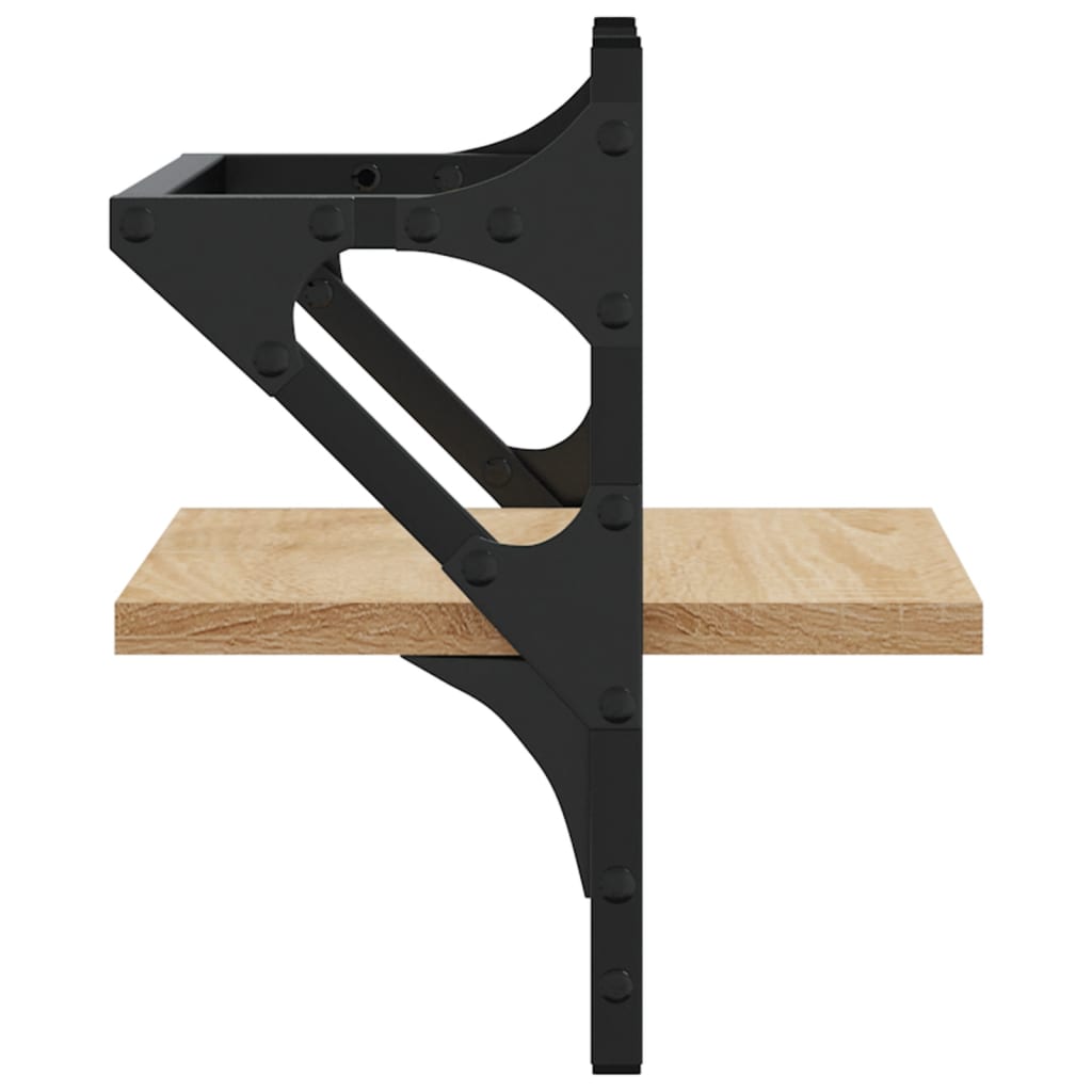 Wall shelves with rods 2 pcs. Sonoma oak 30x25x30 cm