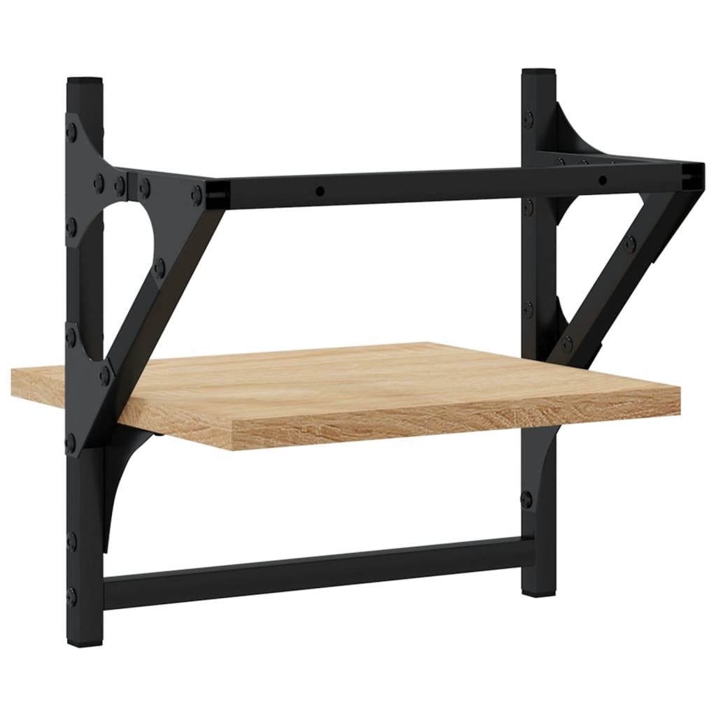 Wall shelves with rods 2 pcs. Sonoma oak 30x25x30 cm