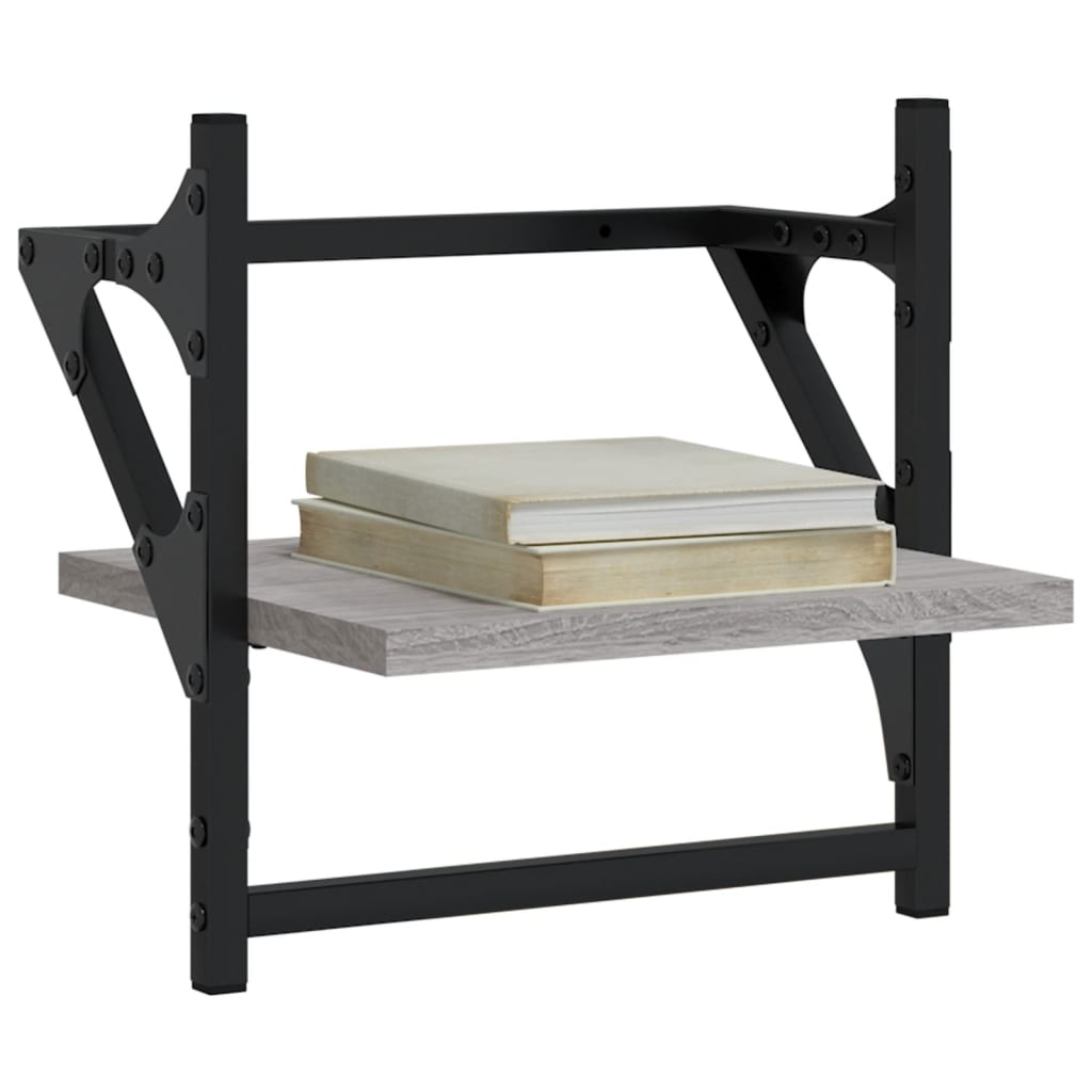 Wall shelves with rods 2 pcs. Gray Sonoma 30x25x30 cm