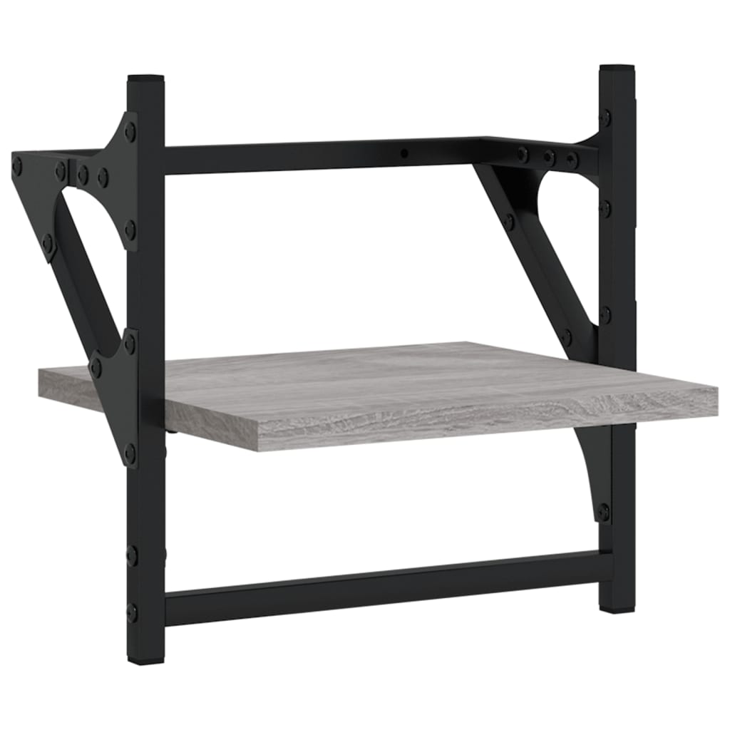 Wall shelves with rods 2 pcs. Gray Sonoma 30x25x30 cm