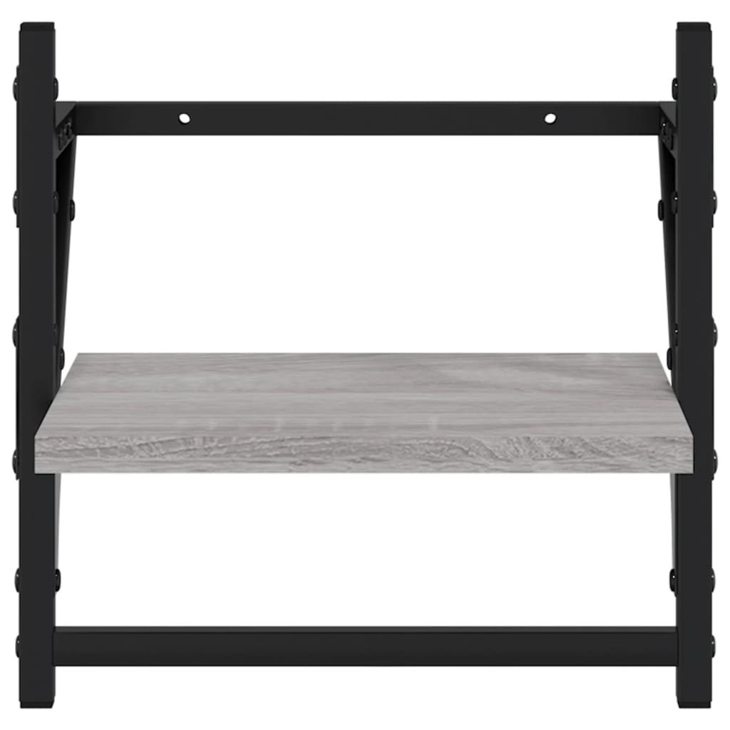 Wall shelves with rods 2 pcs. Gray Sonoma 30x25x30 cm