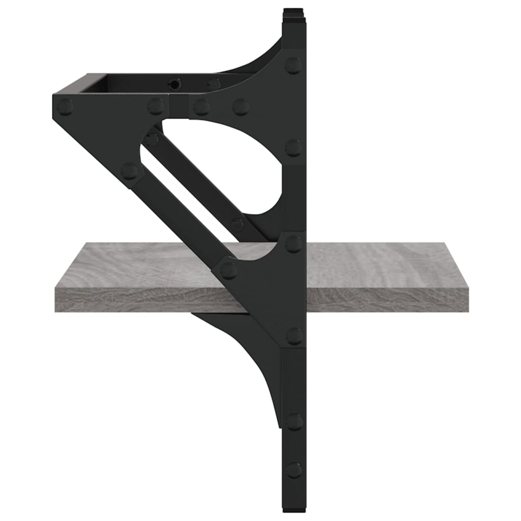 Wall shelves with rods 2 pcs. Gray Sonoma 30x25x30 cm