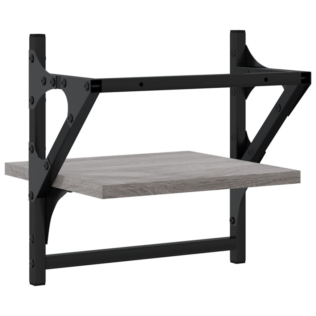 Wall shelves with rods 2 pcs. Gray Sonoma 30x25x30 cm