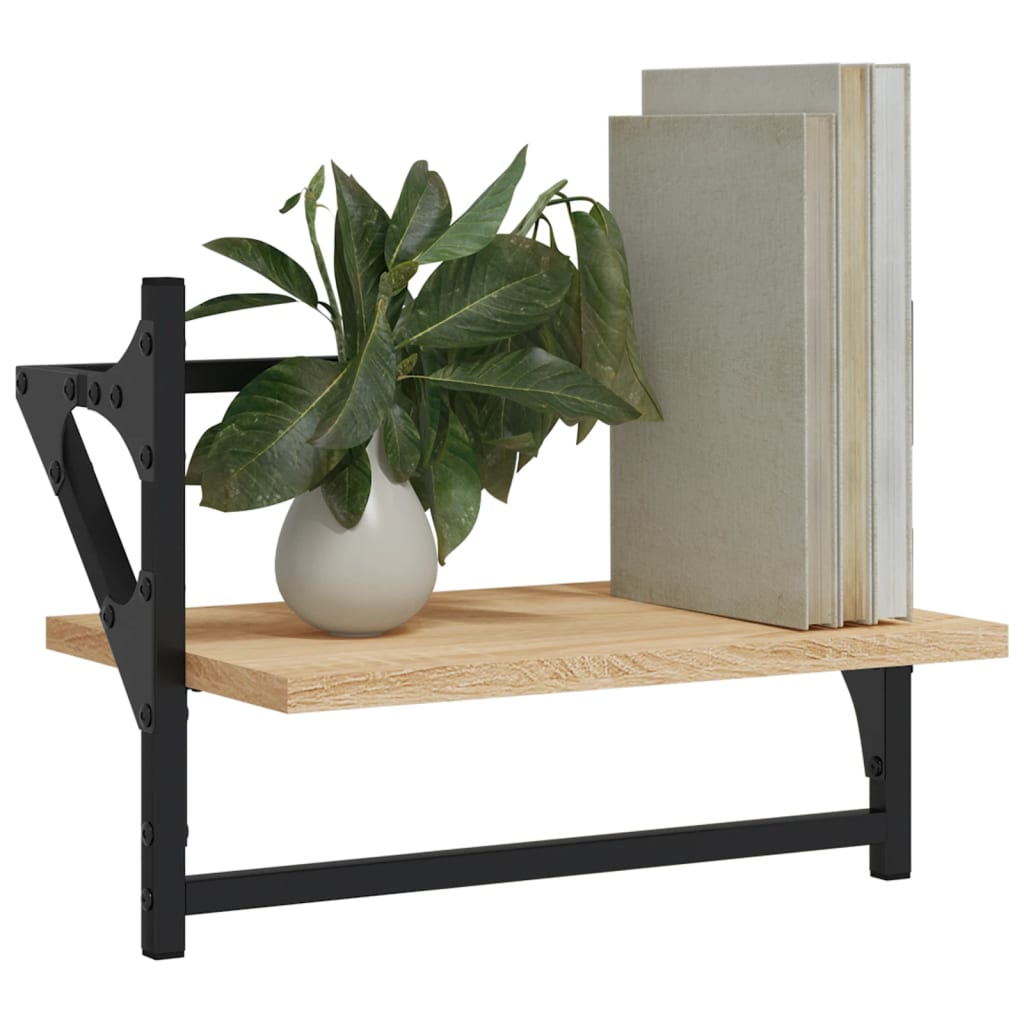 Wall shelves with rods 2 pcs. Sonoma oak 40x25x30 cm