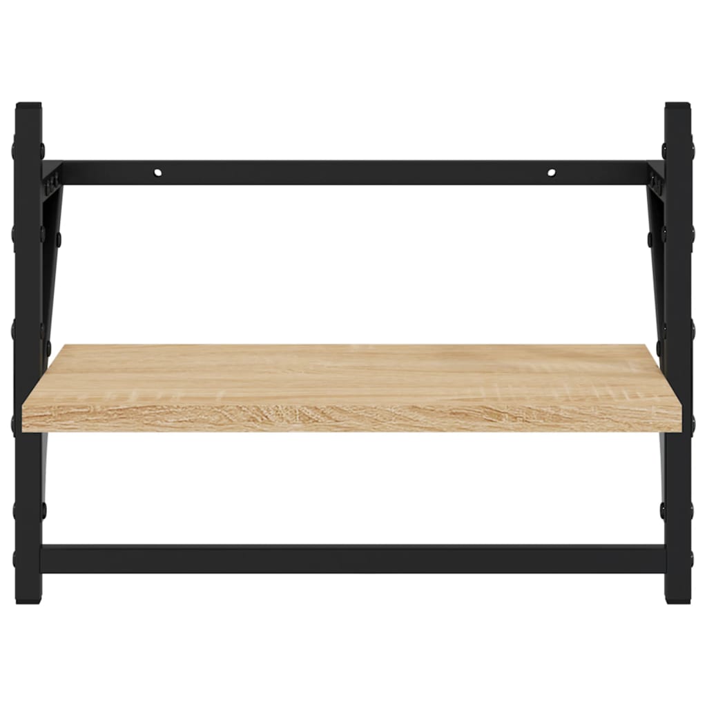Wall shelves with rods 2 pcs. Sonoma oak 40x25x30 cm