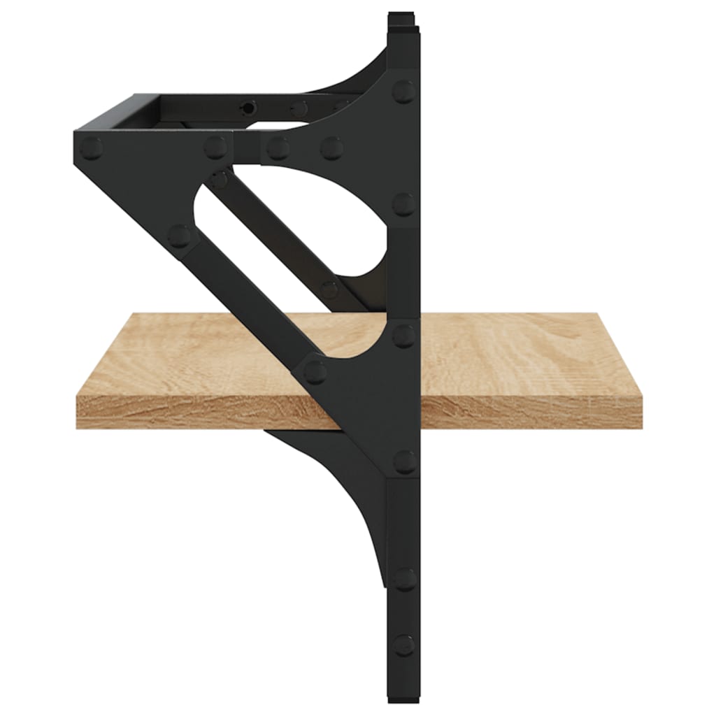Wall shelves with rods 2 pcs. Sonoma oak 40x25x30 cm