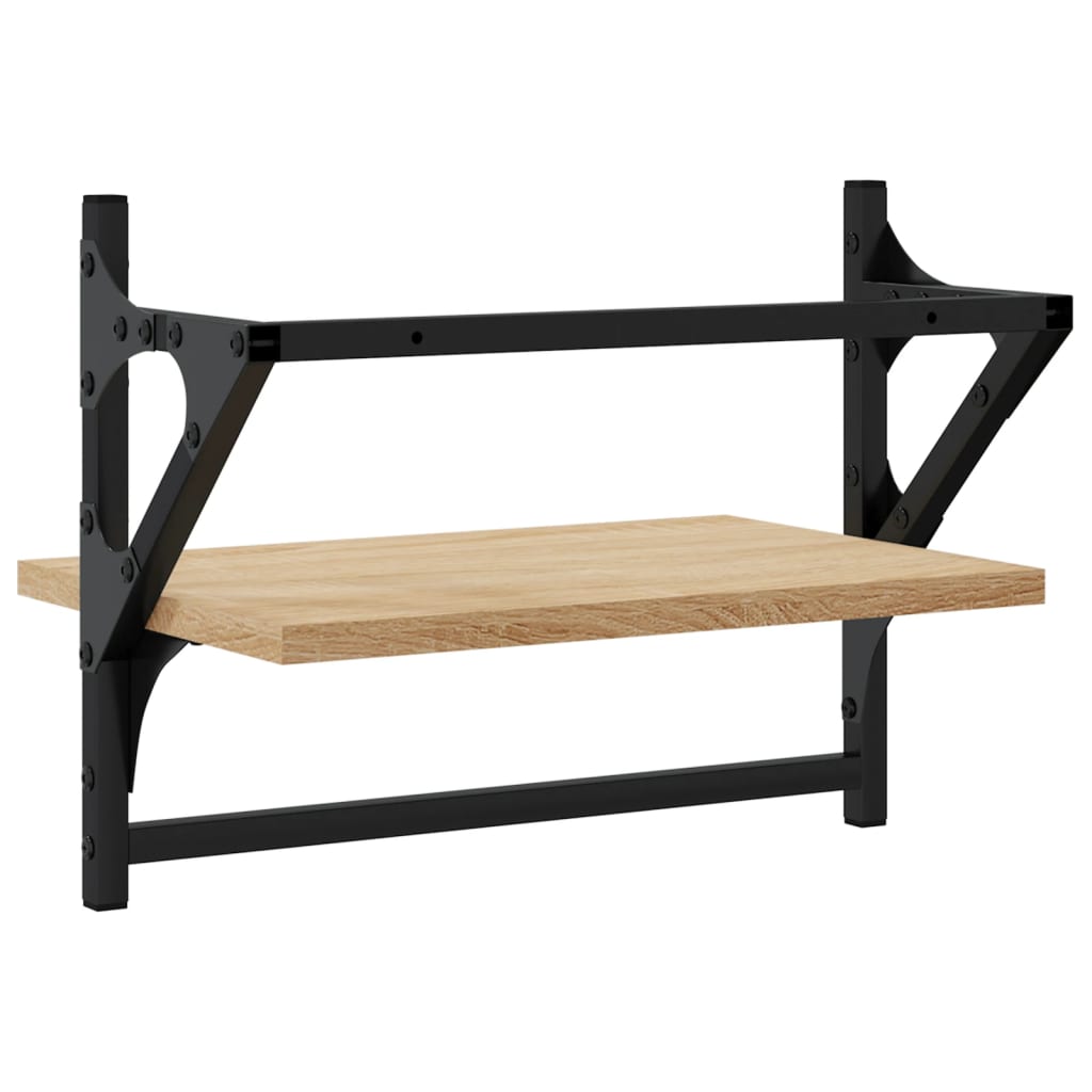 Wall shelves with rods 2 pcs. Sonoma oak 40x25x30 cm