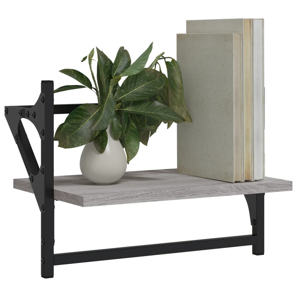 Wall shelves with rods 2 pcs. Gray Sonoma 40x25x30 cm