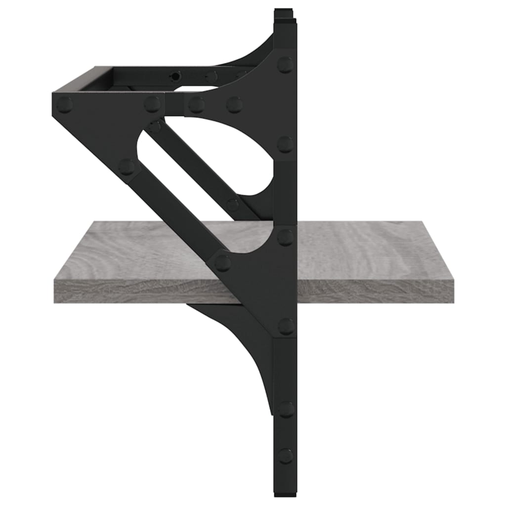 Wall shelves with rods 2 pcs. Gray Sonoma 40x25x30 cm