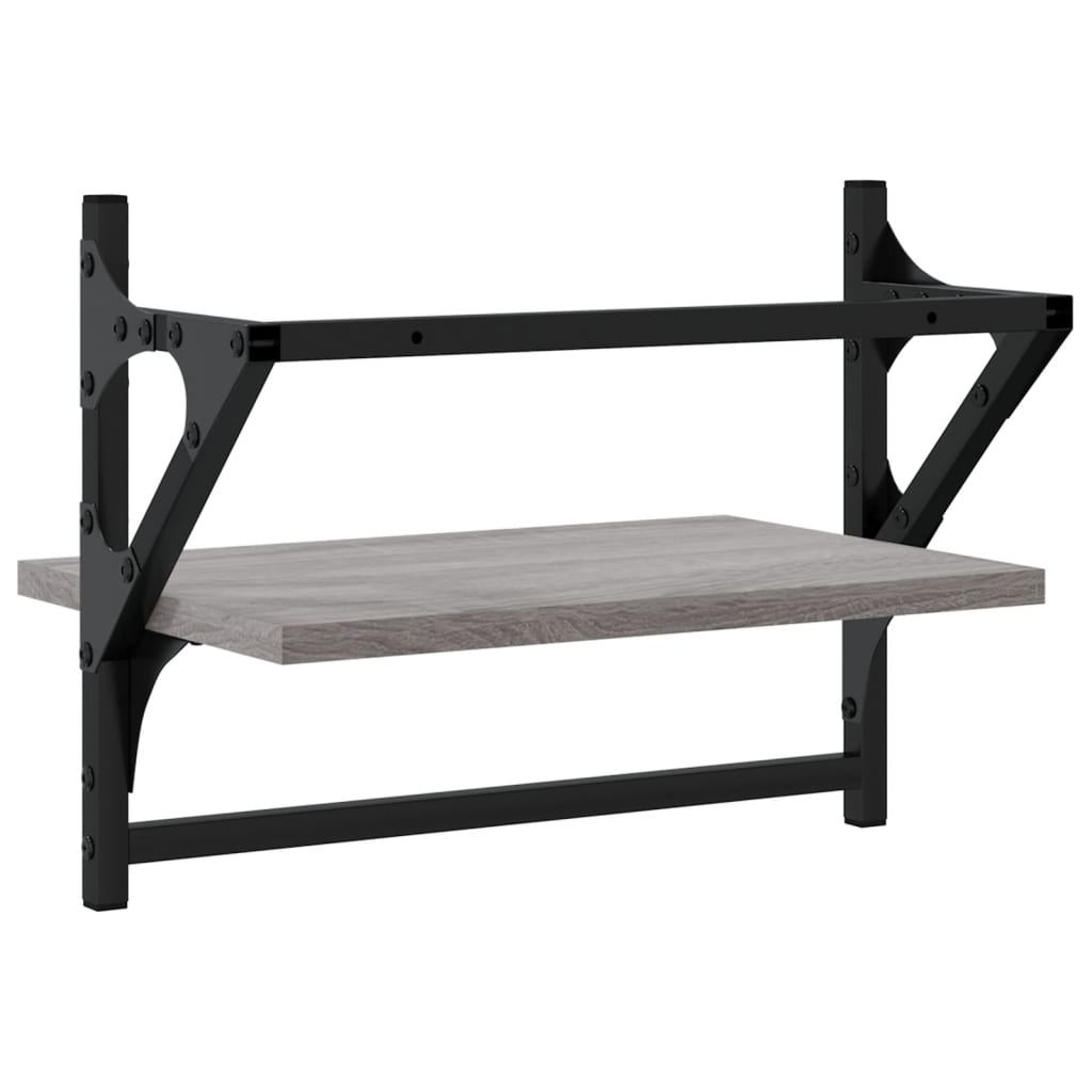 Wall shelves with rods 2 pcs. Gray Sonoma 40x25x30 cm
